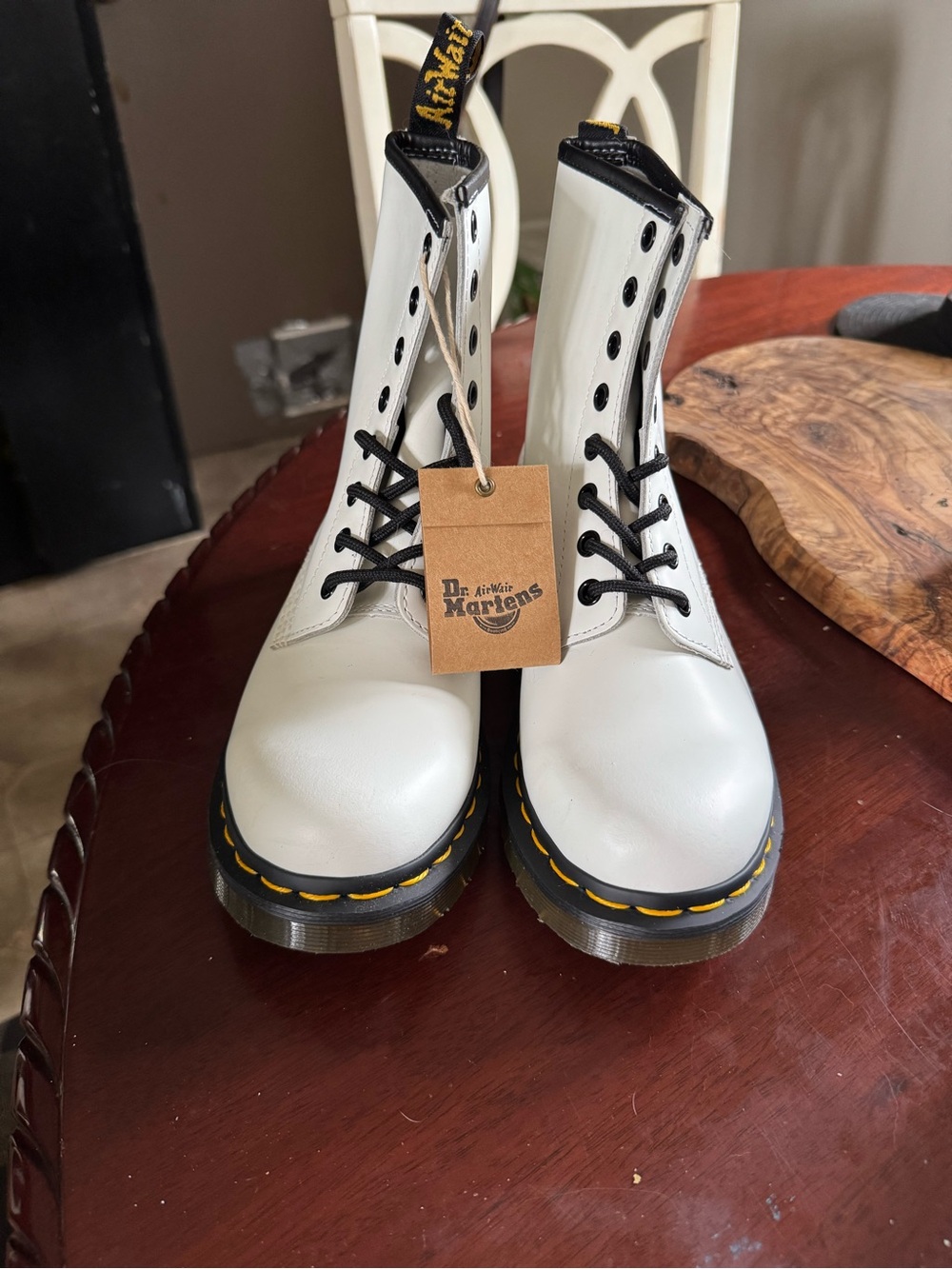 Dr. Martens Women's White Leather 1460 Lace-Up Boots